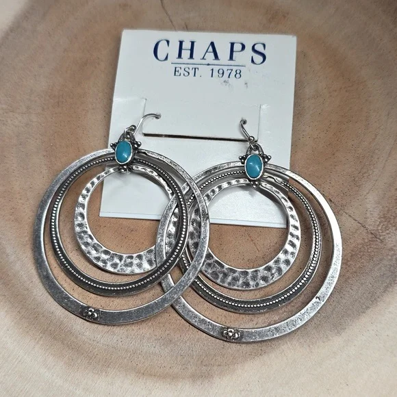 Chaps Silvertone Earrings - Picture 1 of 6